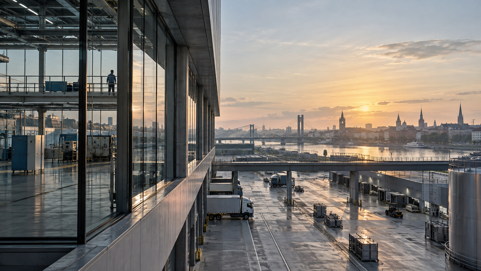 European industrial infrastructure at sunrise